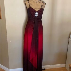 Ombré red and black formal dress
